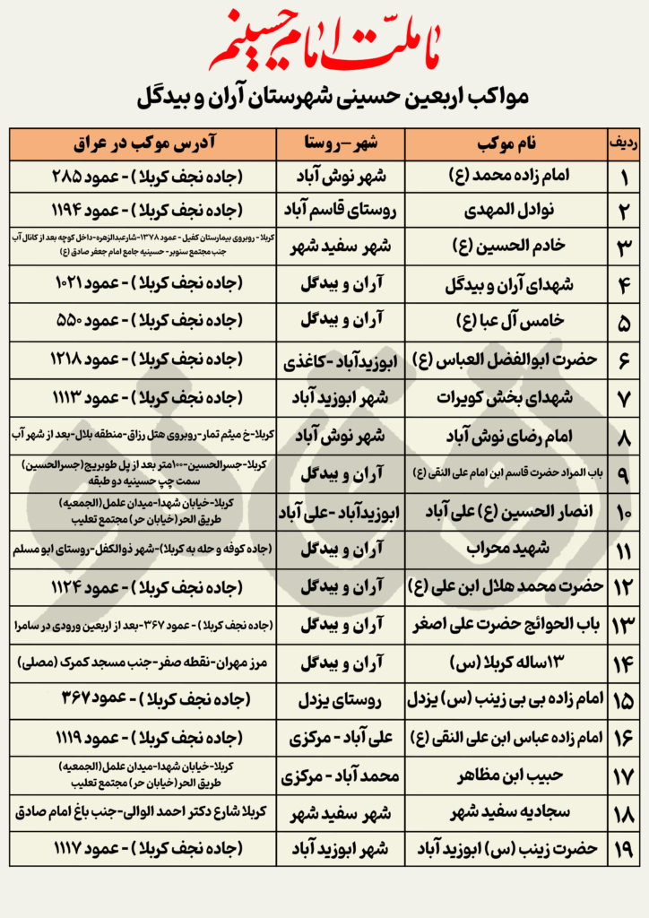 موکب های آران و بیدگل
